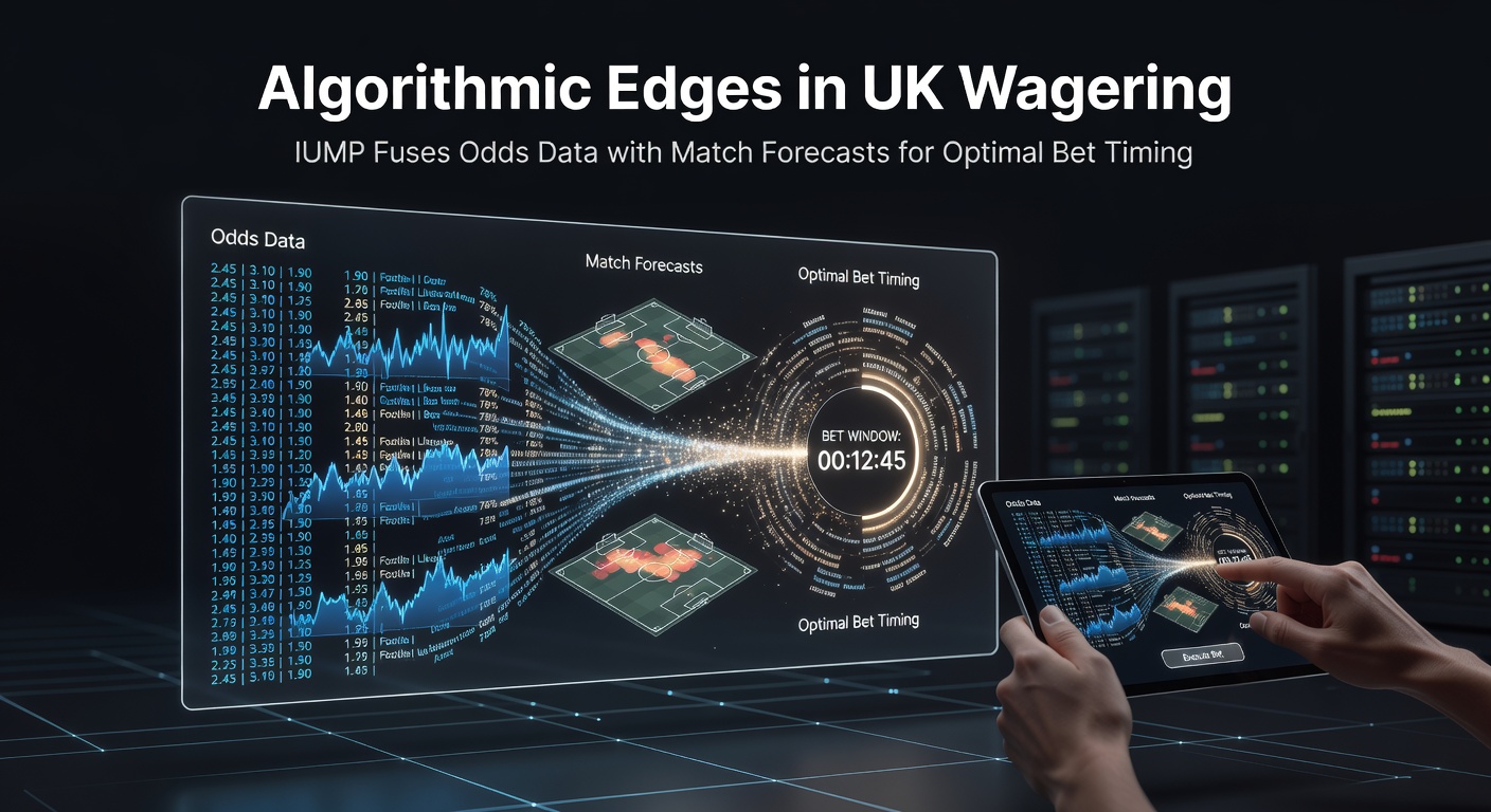 Digital dashboard displaying fused odds and match prediction graphs for UK football betting, highlighting optimal entry points