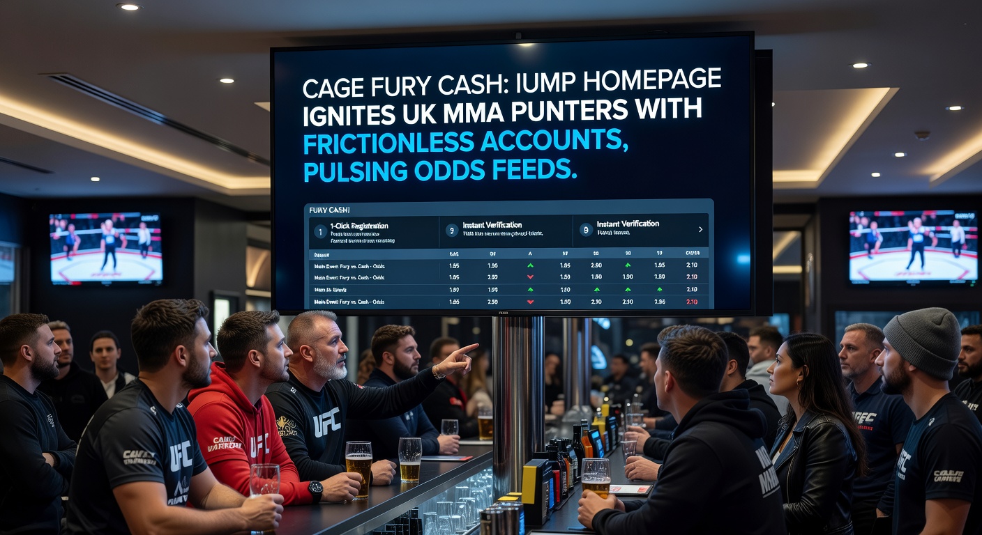 Close-up of IUMP's MMA odds feed displaying live fluctuations during a Cage Warriors bout, with prediction overlays