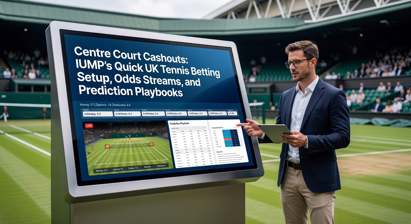 Tennis players competing on Centre Court with live odds overlay, highlighting IUMP's betting interface during a high-stakes match