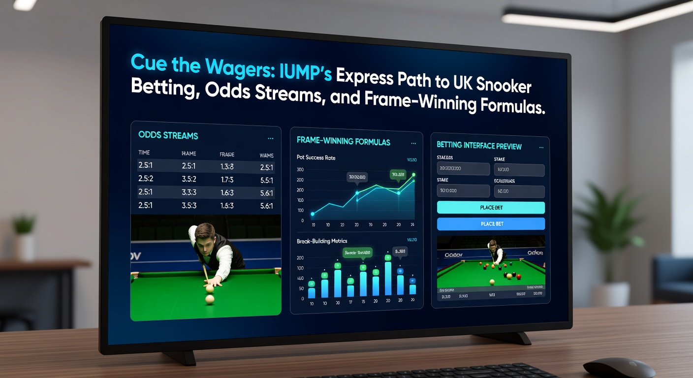 Dynamic visualization of snooker odds streams on a digital dashboard, showing live frame scores, player head-to-head stats, and fluctuating betting lines during a high-stakes match