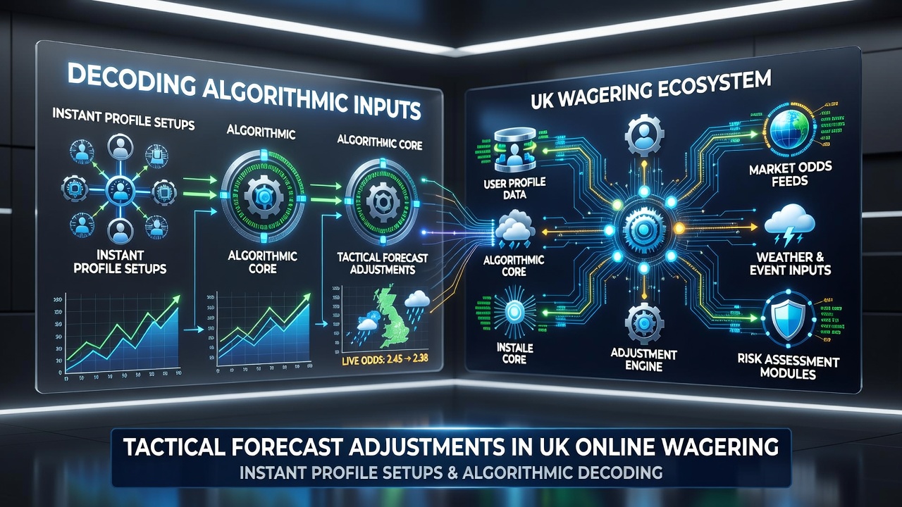 Illustration of algorithmic data flows in UK online wagering systems showing profile setup pipelines and real-time forecast models