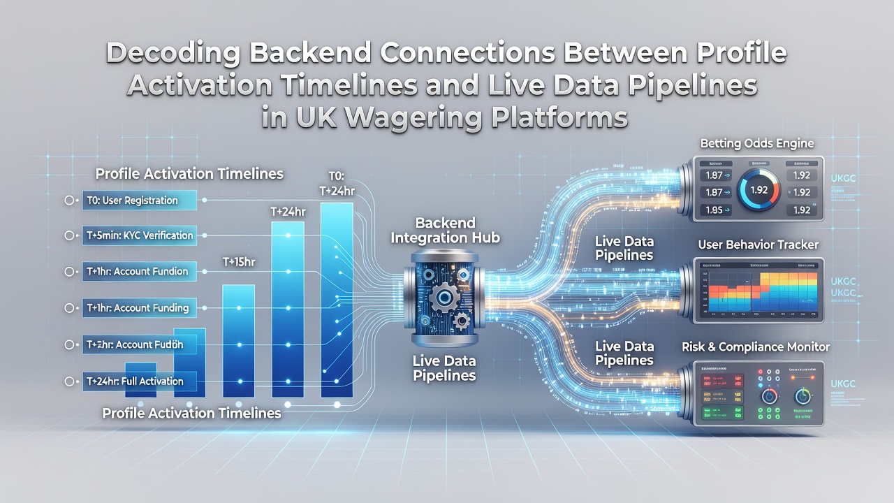 Diagram showing backend connections between user profile activation and live data pipelines in wagering systems
