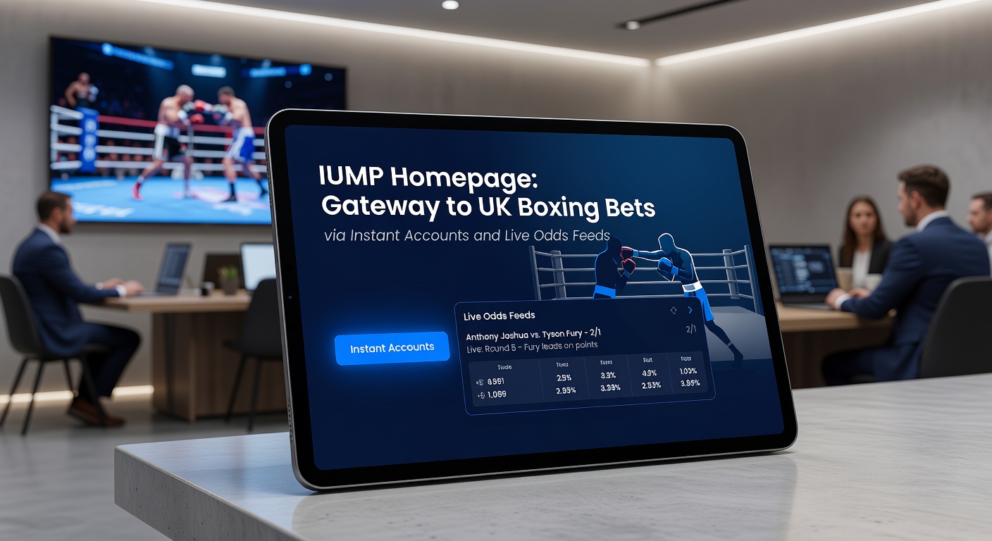 Screenshot of IUMP homepage highlighting boxing odds section with live feeds and instant signup button