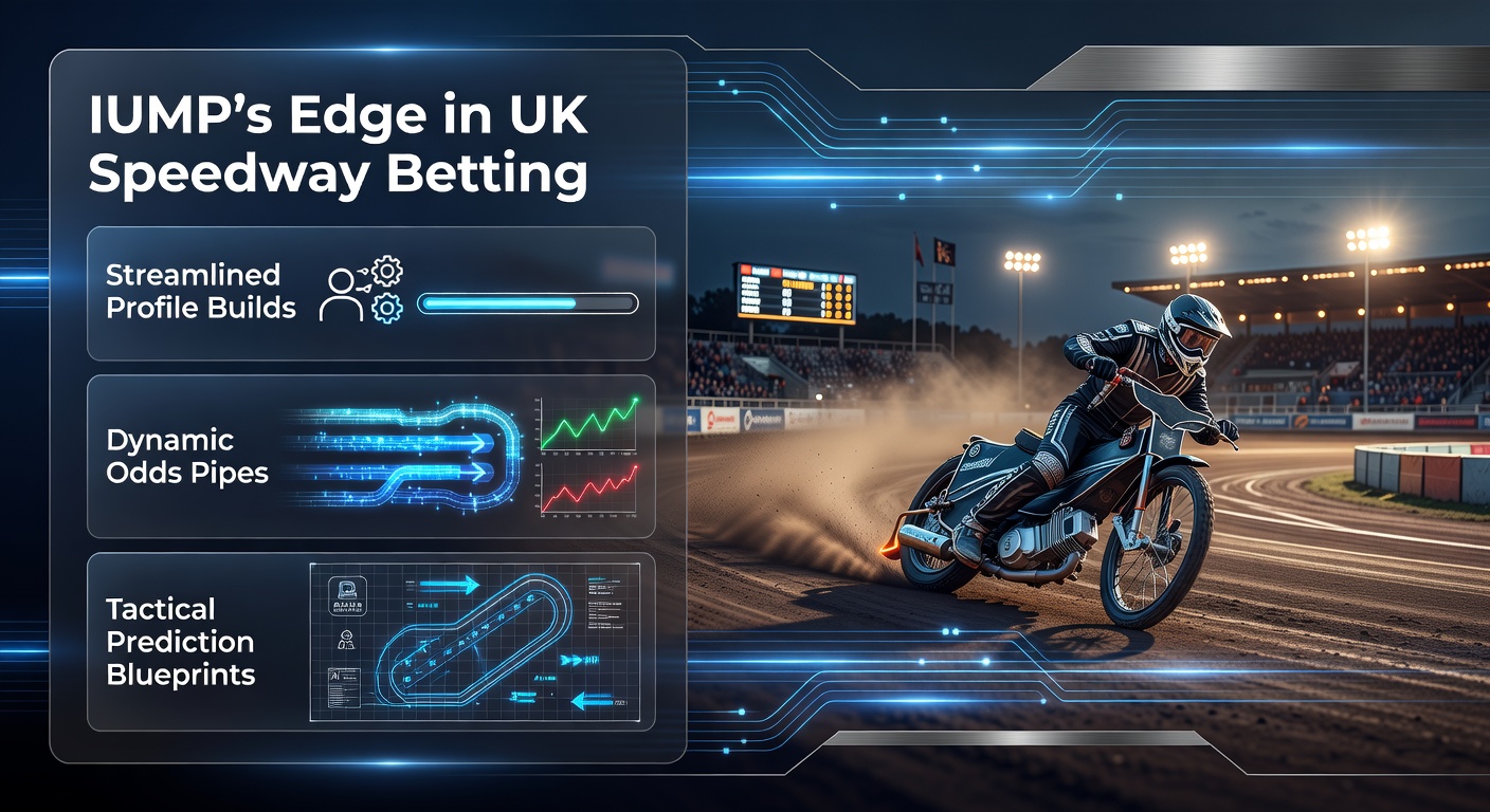 Speedway riders navigating a tight dirt track bend under floodlights, capturing the high-speed intensity of UK speedway racing