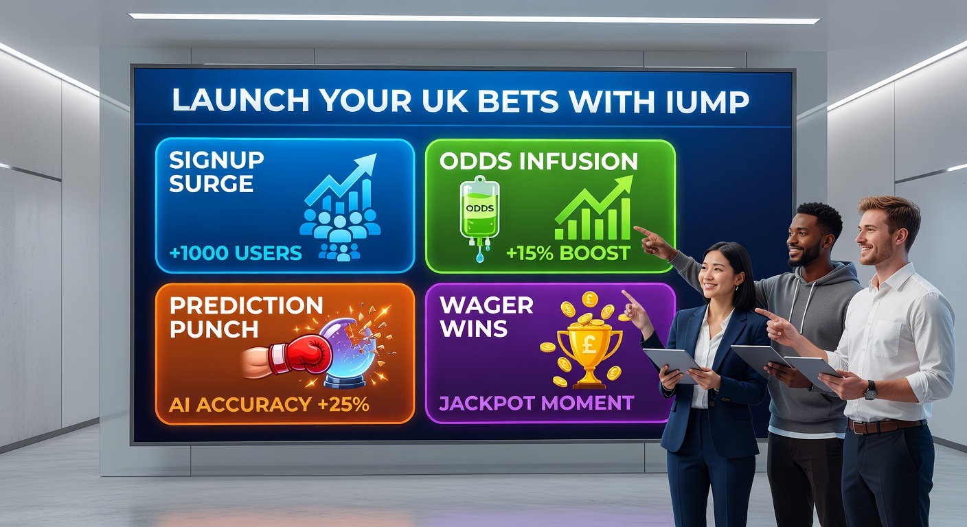 IUMP platform dashboard displaying quick signup prompts alongside live odds feeds for UK bettors