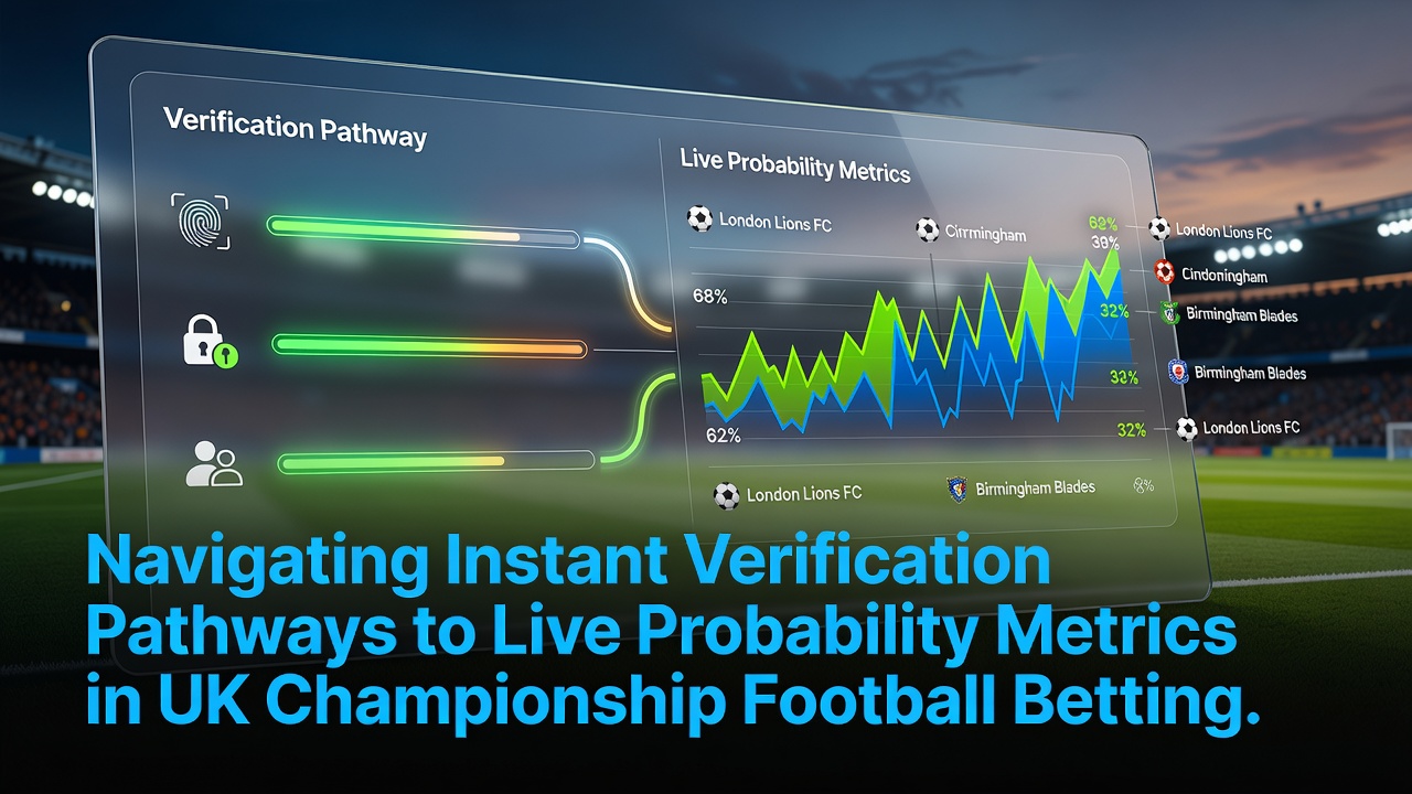 Diagram showing verification steps leading to live probability dashboards for UK football matches
