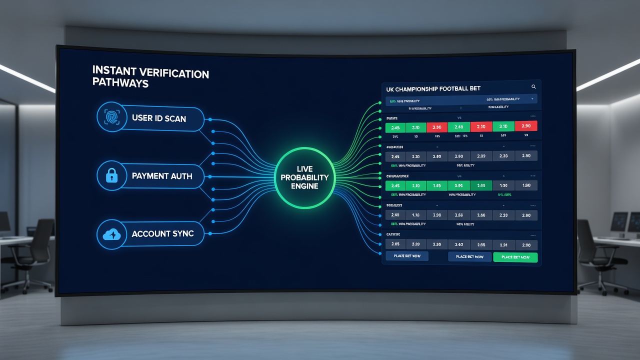 Screenshot of a live probability interface displaying Championship match metrics and verification status indicators