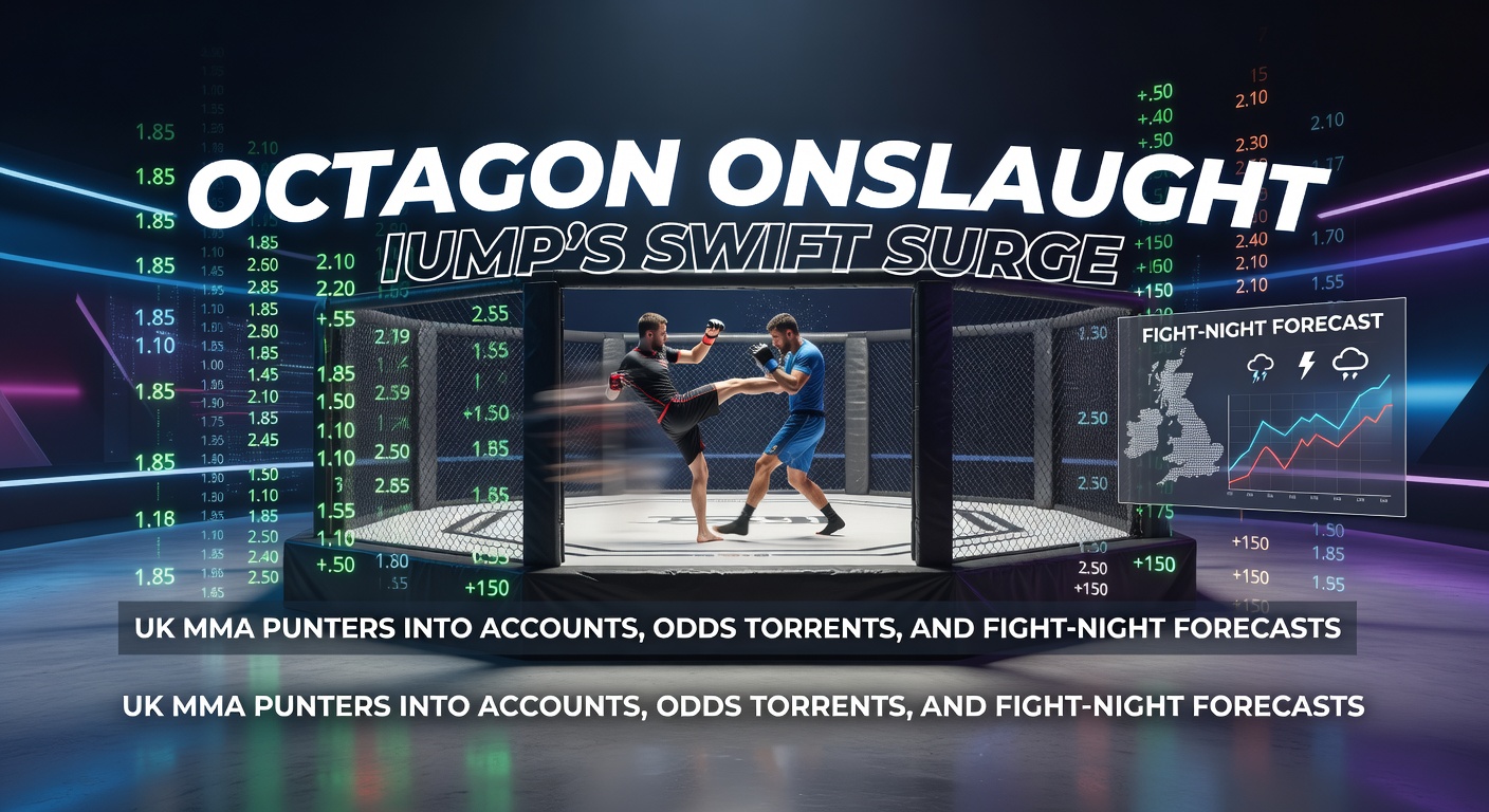 UFC octagon fighters clashing intensely during a UK MMA event, highlighting the high-stakes action that draws punters to betting platforms like IUMP
