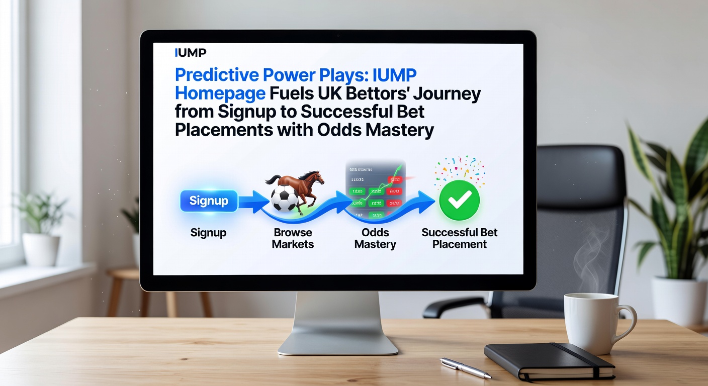 Screenshots of IUMP homepage displaying signup prompts, live odds feeds, and predictive analytics for UK bettors