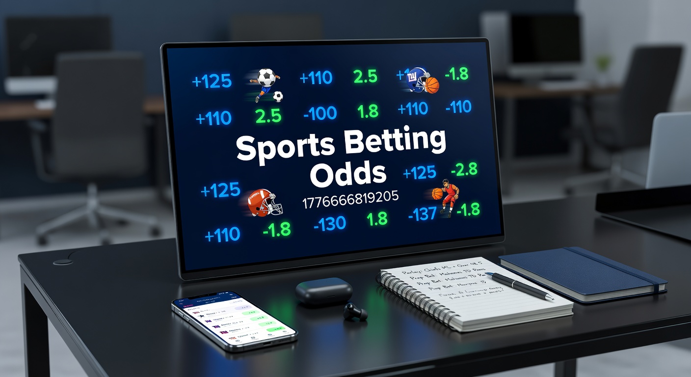 Digital display showing various sports betting odds on screens during a live event, highlighting fractional, decimal, and moneyline formats in action