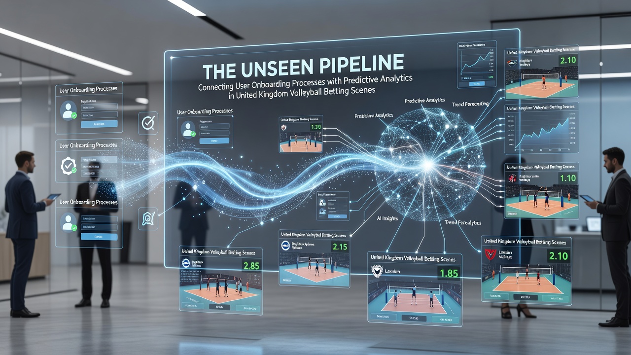 Illustration showing the integration of user onboarding flows with predictive analytics dashboards in UK volleyball betting environments