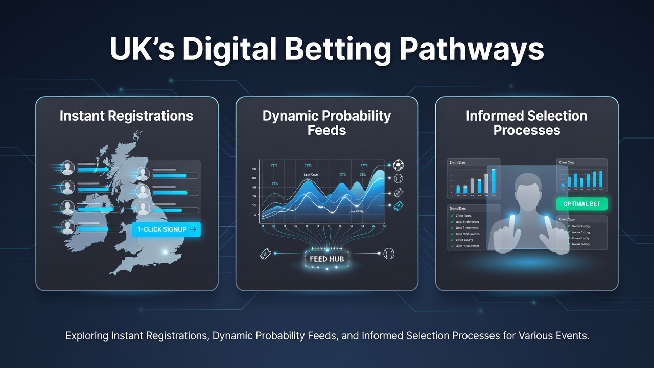 Digital interface showing instant registration flow and live probability updates for UK betting platforms