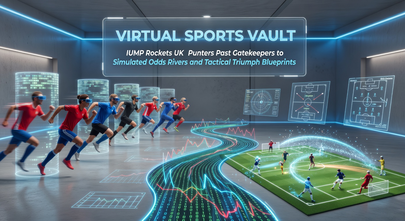 Dynamic screenshot of IUMP homepage displaying virtual sports betting options with live odds streams for simulated football and horse racing events